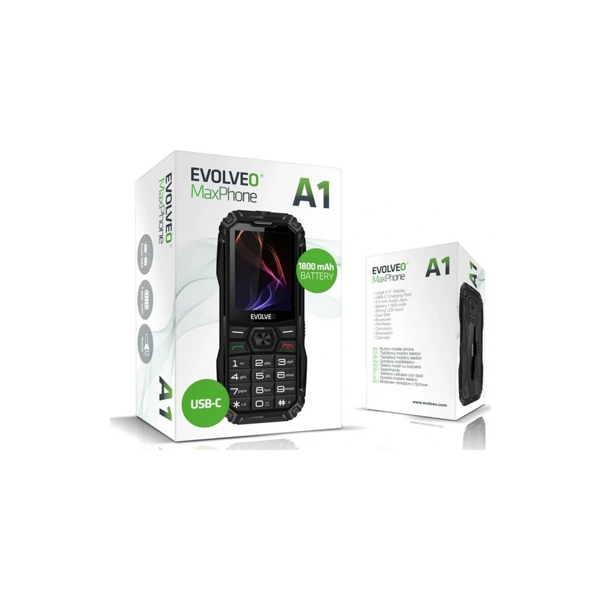 Evolveo - MaxPhone A1 tasterni Dual SIM telefon, crne boje