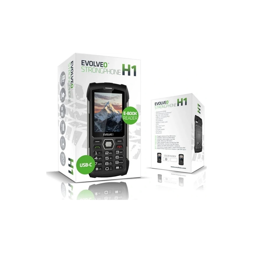 Evolveo - StrongPhone H1, vodootporan Dual SIM telefon crna/siva