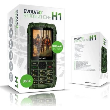 Evolveo - StrongPhone H1, vodootporan Dual SIM telefon u lovnoj kamuflaži