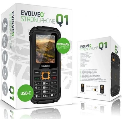 Evolveo - StrongPhone Q1 vodootporan Dual SIM telefon crna/narandžasta