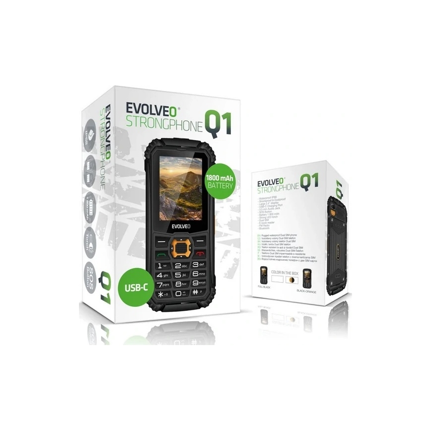 Evolveo - StrongPhone Q1 vodootporan Dual SIM telefon crna/narandžasta