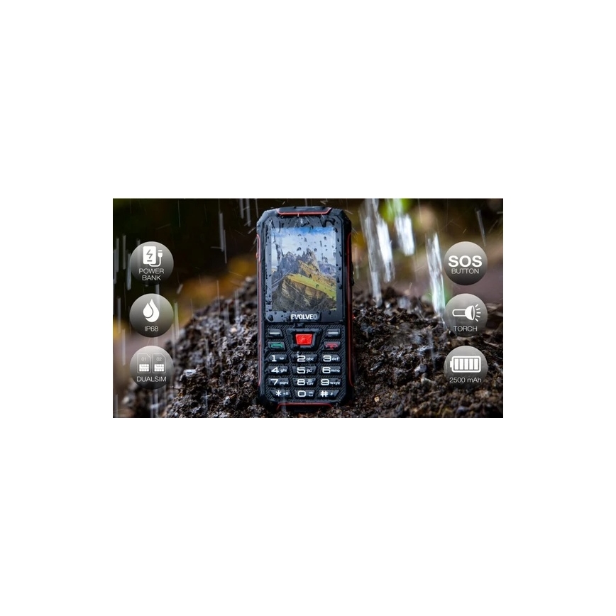 Evolveo - StrongPhone W4 vodootporan Dual SIM telefon crna/crvena