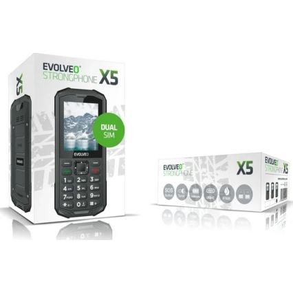 Evolveo - StrongPhone X5, vodootporan Dual SIM telefon crna/siva