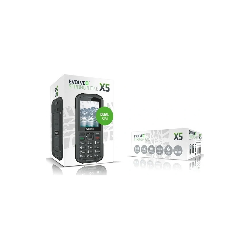 Evolveo - StrongPhone X5, vodootporan Dual SIM telefon crna/siva