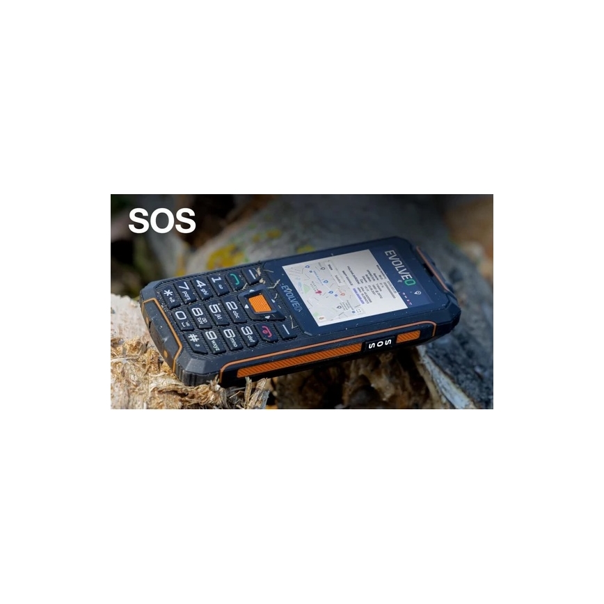 Evolveo - StrongPhone Z6, vodootporan Dual SIM telefon, crna/narandžasta