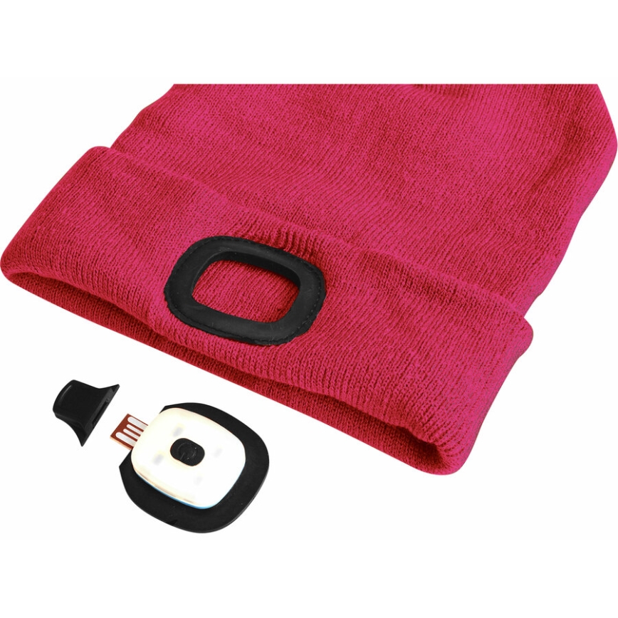 Extol - Kapa sa čelnom lampom i USB punjenjem 300 mAh, ružičasta, vel. UNI