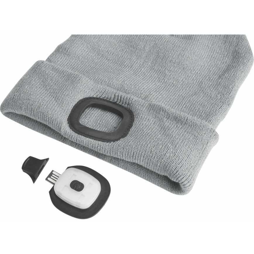 Extol - Kapa sa čelnom lampom i USB punjenjem 300 mAh siva vel. UNI