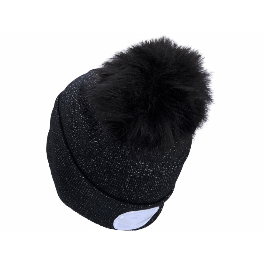 Extol - Kapa sa čelovkom i USB punjenjem 300 mAh, crna sa pomponom, vel. UNI