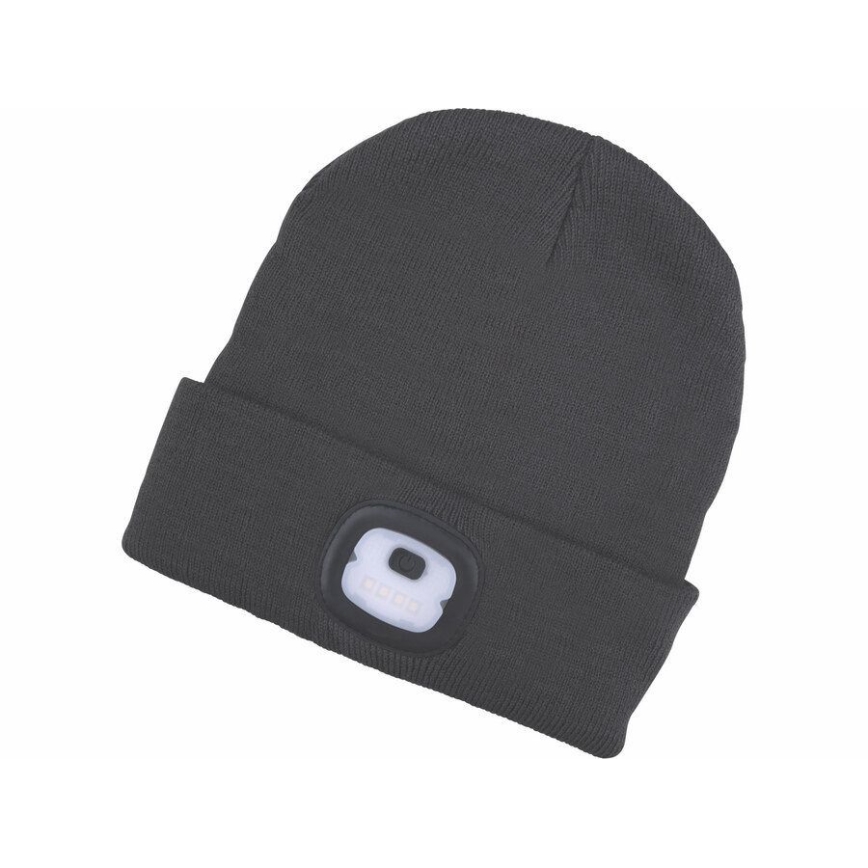 Extol - Kapa sa čeonom lampom i USB punjenjem 250 mAh tamno siva vel. UNI