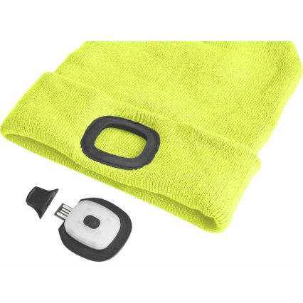 Extol - Kapa sa integrisanom čelovkom i USB punjenjem 300 mAh, neonsko žuta, vel. UNI