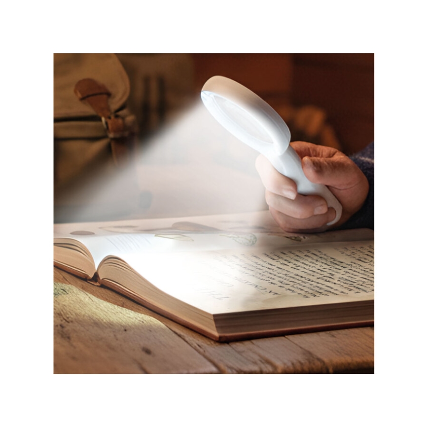 Extol - LED prigušiva punjiva lupa sa LED osvetljenjem/650 mAh bela/siva