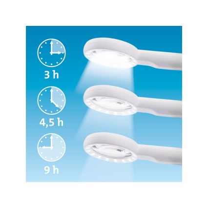 Extol - LED prigušiva punjiva lupa sa LED osvetljenjem/650 mAh bela/siva