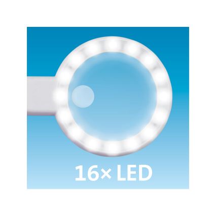 Extol - LED prigušiva punjiva lupa sa LED osvetljenjem/650 mAh bela/siva