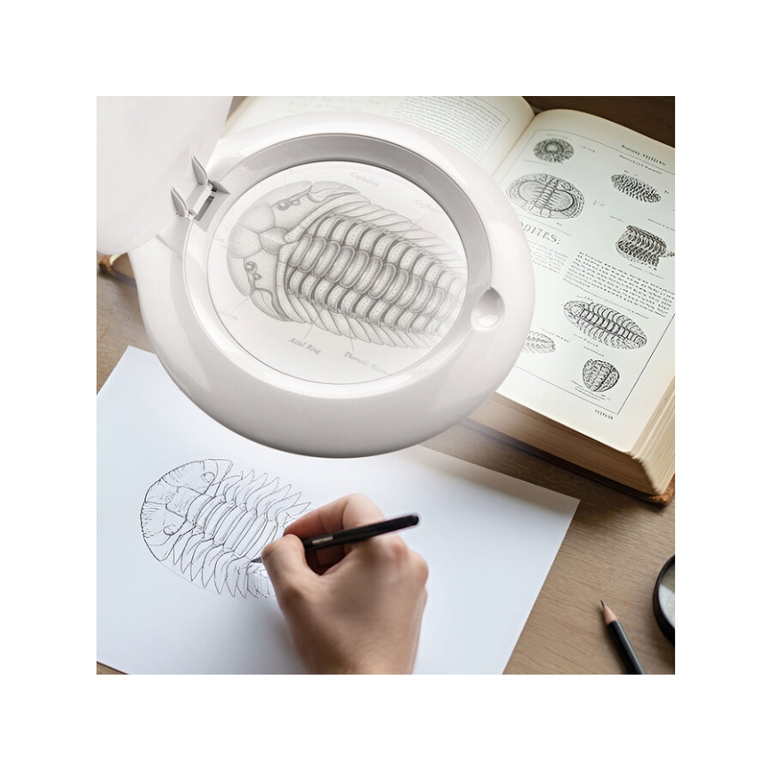 Extol - LED prigušiva stona lampa sa lupom LED/10W/230V bela
