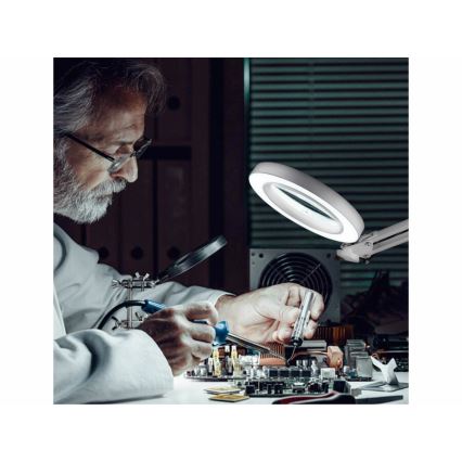 Extol - LED prigušiva stona lampa sa lupom LED/8W/5V 2900/4500/7500K bela