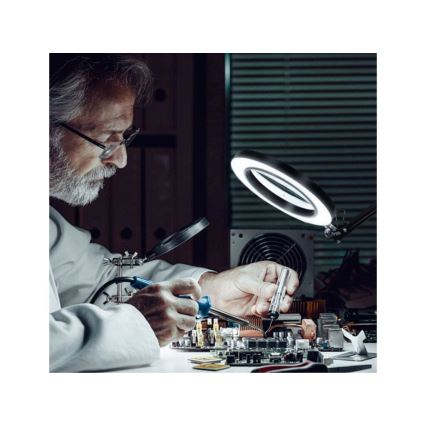 Extol - LED prigušiva stona lampa sa povećalom LED/8W/5V 2900/4500/7500K crna