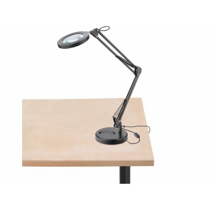 Extol - LED prigušiva stona lampa sa povećalom LED/8W/5V 2900/4500/7500K crna