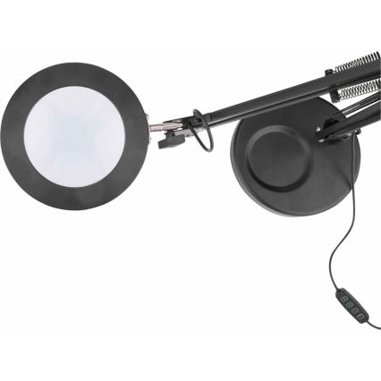 Extol - LED prigušiva stona lampa sa povećalom LED/8W/5V 2900/4500/7500K crna