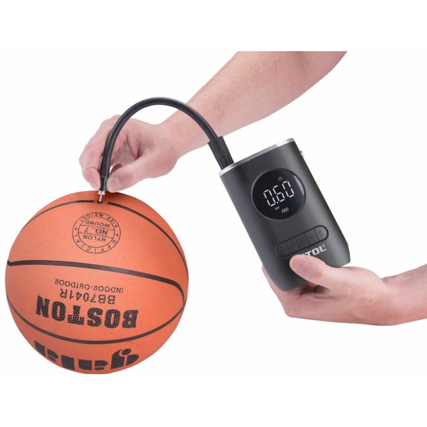 Extol Premium - Digitalni džepni kompresor 4000 mAh 7,4V crna