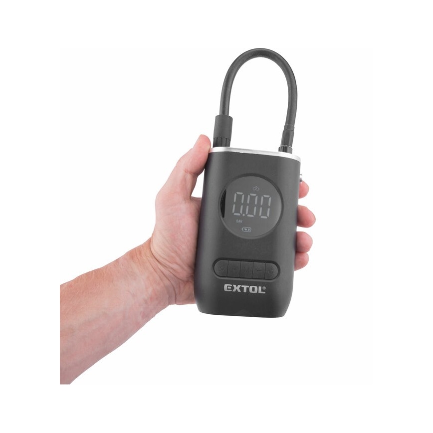Extol Premium - Digitalni džepni kompresor 4000 mAh 7,4V crna