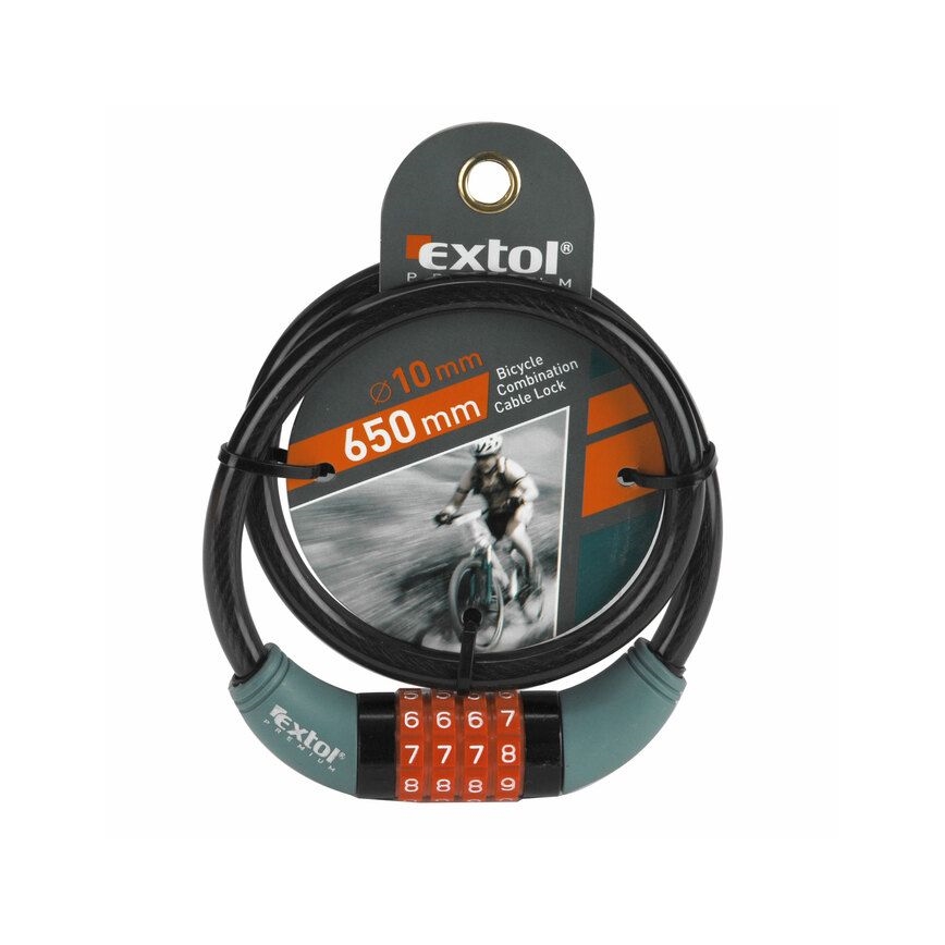 Extol Premium - Lokot za bicikl sa sajlom 10x650 mm i četvorocifrenim kodom