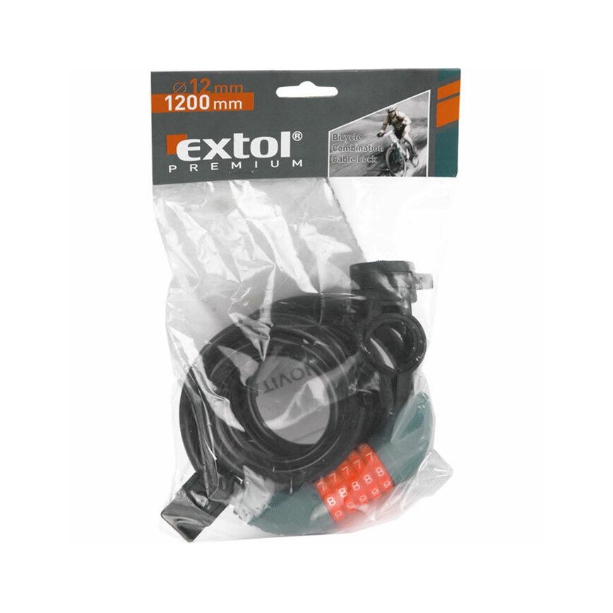 Extol Premium - Lokot za bicikl sa sajlom 12x1200 mm i petocifrenim kodom