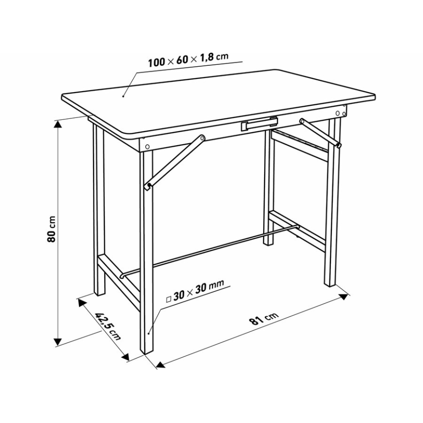 Extol - Sklopivi radni sto 100x60 cm braon/crna