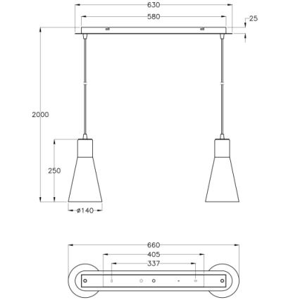 Fabas 2753/46/138 - Luster na sajli DIANA 2xE27/60W/230V