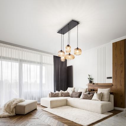 Fabas Luce 3627-48-125 - GILLIS luster na sajli 5xE27/40W/230V zlatna/crna