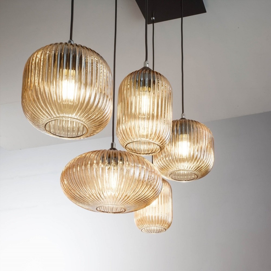 Fabas Luce 3627-48-125 - GILLIS luster na sajli 5xE27/40W/230V zlatna/crna