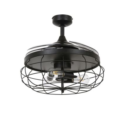 FANAWAY 212920 - LED plafonski ventilator INDUSTRI 3xE27/4W/230V crni prečnik 121 cm + daljinski upravljač