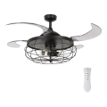 FANAWAY 212920 - LED plafonski ventilator INDUSTRI 3xE27/4W/230V crni prečnik 121 cm + daljinski upravljač