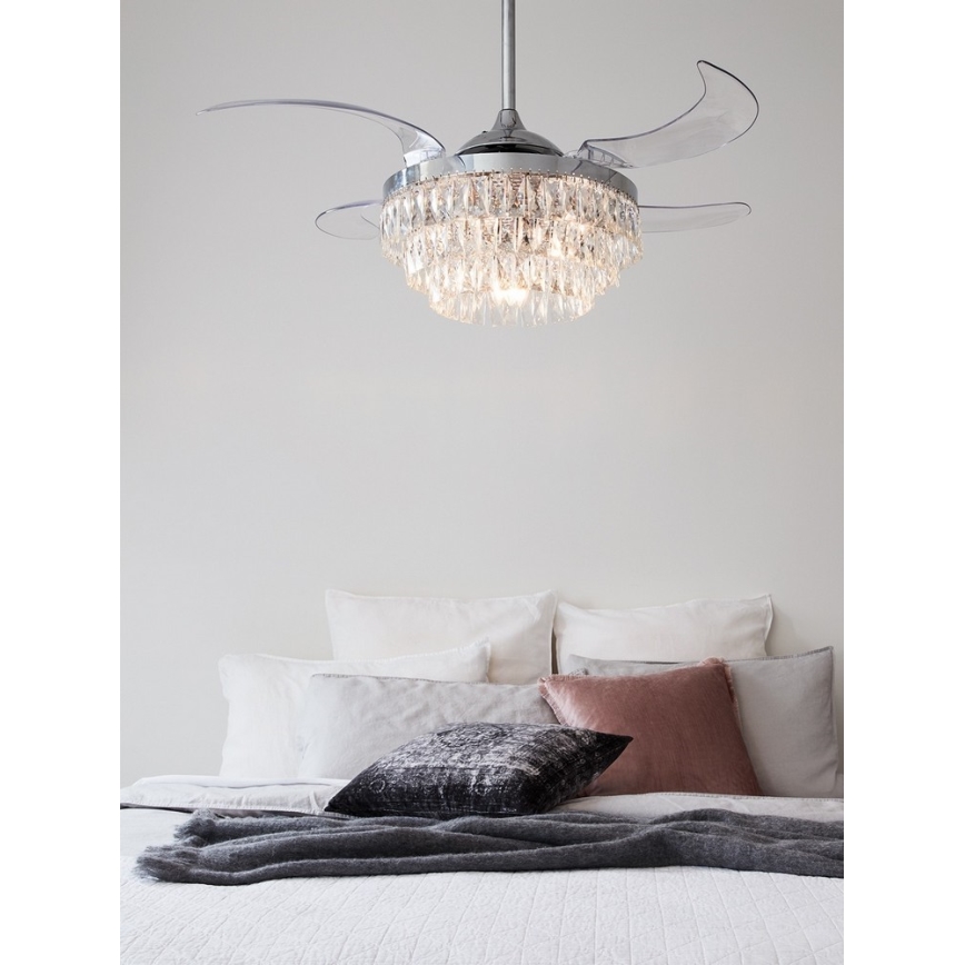 FANAWAY 212923 - LED plafonski ventilator VEIL 6xE14/4,5W/230V sjajni hrom, prečnik 121 cm + daljinski upravljač