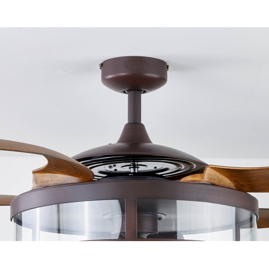 FANAWAY 212925 - LED plafonski ventilator CLASSIC 3xE27/4W/230V, braon, prečnik 121 cm + daljinski upravljač