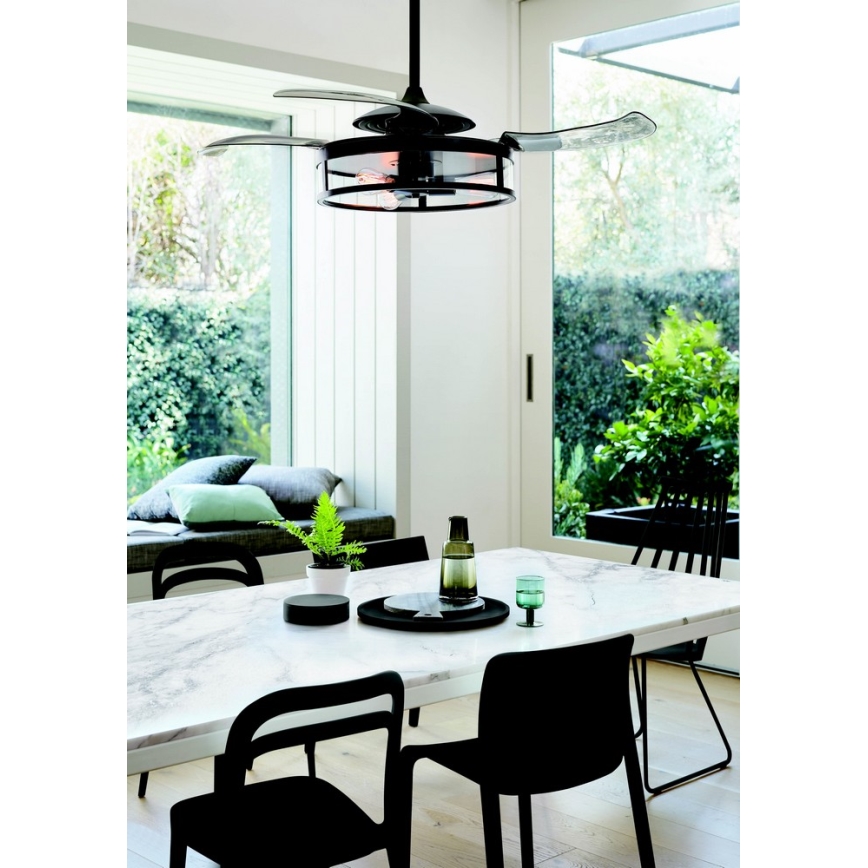 FANAWAY 212927 - LED plafonski ventilator CLASSIC 3xE27/4W/230V crni prečnik 112 cm + daljinski upravljač