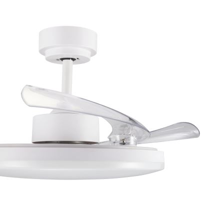 FANAWAY 21612949 - LED prigušiva stropni ventilator STROLL LED/30W/230V 2700/3500/5000K prečnik 106 cm bela/prozirna + daljinski upravljač