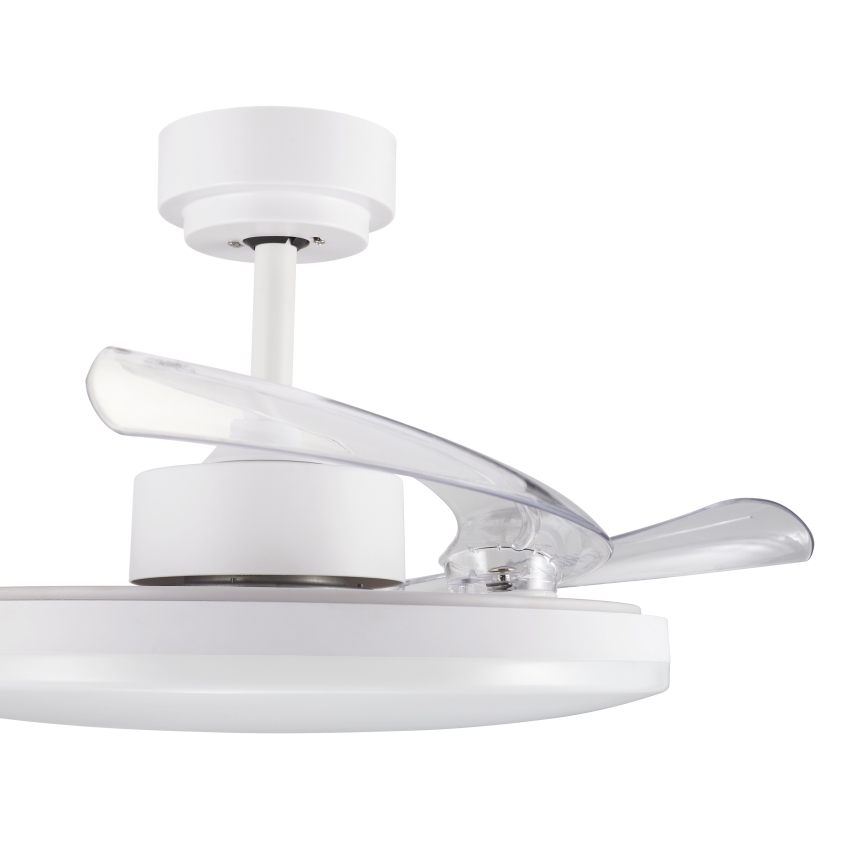 FANAWAY 21612949 - LED prigušiva stropni ventilator STROLL LED/30W/230V 2700/3500/5000K prečnik 106 cm bela/prozirna + daljinski upravljač