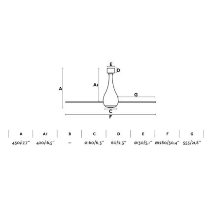 FARO 32030 - Plafonski ventilator MINI ETERFAN, crni, prečnik 128 cm + daljinski upravljač