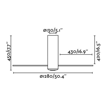 FARO 32034 - Plafonski ventilator TUBE FAN beo/proziran, prečnik 128 cm