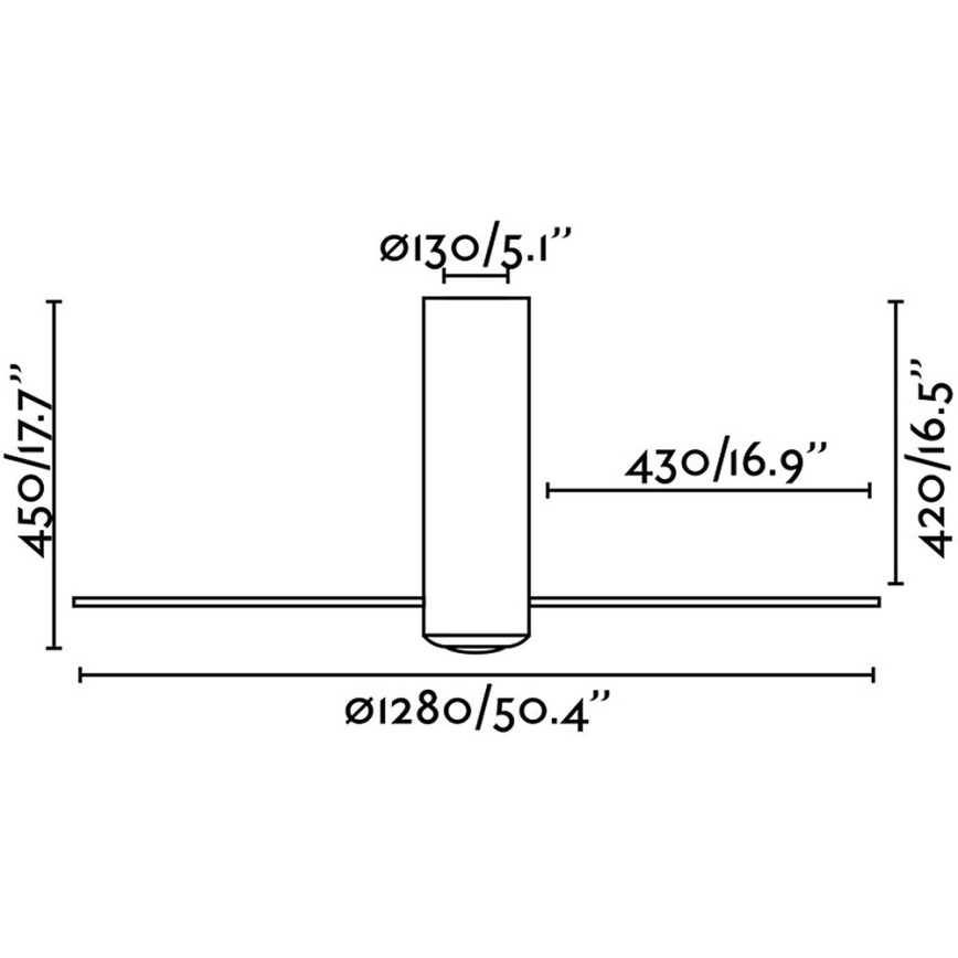 FARO 32036 - Stropni ventilator TUBE FAN crna/prozirna, prečnik 128 cm + daljinski upravljač