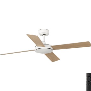 FARO 33350DC - Plafonski ventilator MALLORCA L, beli/smeđi, prečnika 132 cm + daljinski upravljač
