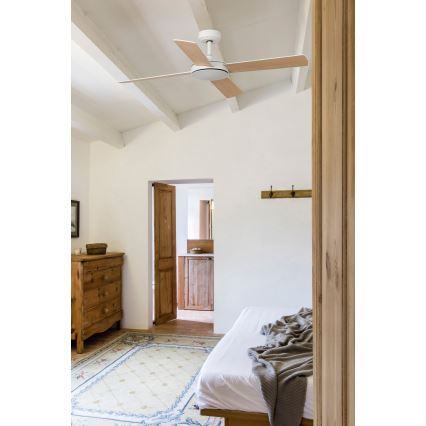 FARO 33350DC - Plafonski ventilator MALLORCA L, beli/smeđi, prečnika 132 cm + daljinski upravljač