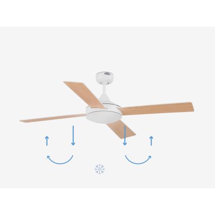 FARO 33350DC - Plafonski ventilator MALLORCA L, beli/smeđi, prečnika 132 cm + daljinski upravljač