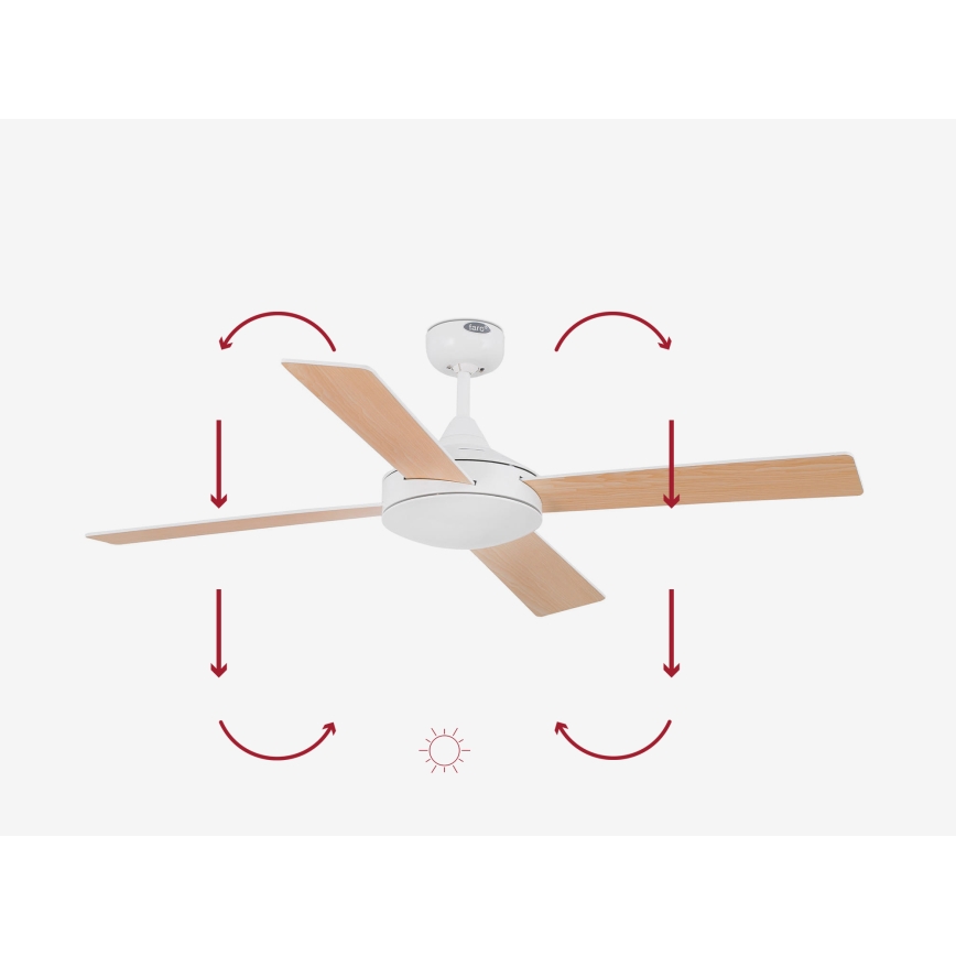 FARO 33350DC - Plafonski ventilator MALLORCA L, beli/smeđi, prečnika 132 cm + daljinski upravljač