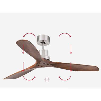 FARO 33370DC - Plafonski ventilator LANTAU braon/mat hrom, prečnik 132 cm + daljinski upravljač