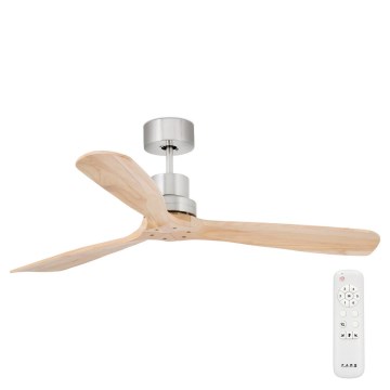 FARO 33373DC - Plafonski ventilator LANTAU drvo/mat hrom preč. 132 cm + daljinski upravljač