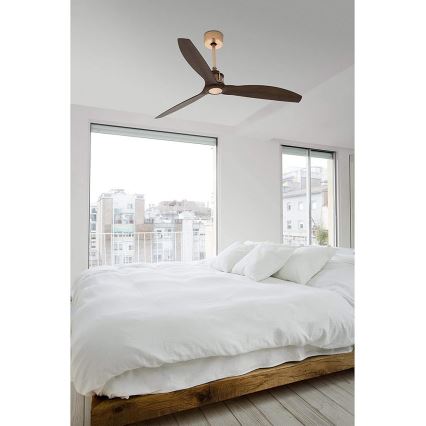 FARO 33423 - Plafonski ventilator JUST FAN, braon/bakren, prečnik 81 cm + daljinski upravljač