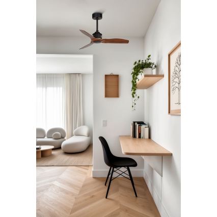 FARO 33425WT - Stropni ventilator JUST FAN S, prečnik 81 cm, braon/crna, Wi-Fi Tuya + daljinski upravljač