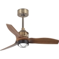 FARO 33428WT1N - LED prigušiva plafonski ventilator JUST FAN SA LED/16W/230V Ø 81 cm braon/mesing Wi-Fi Tuya + daljinski upravljač