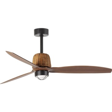 FARO 33435WT1N - LED prigušiva plafonski ventilator WEAVER M LED/16W/230V prečnik 128 cm smeđa/crna Wi-Fi Tuya + daljinski upravljač
